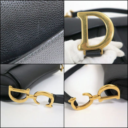 Dior Saddle Bag Mini Black Gold Calf Leather