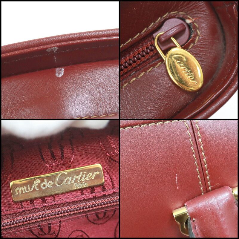 Cartier Handbag Must Leather Red Bordeaux