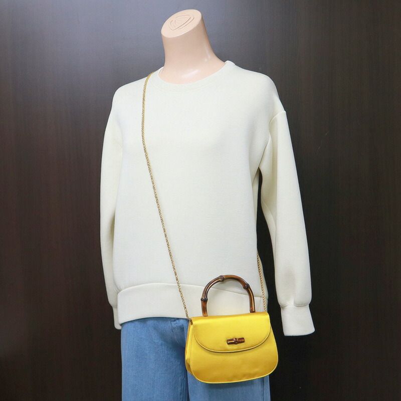 Gucci Bamboo Satin Shoulder Bag Gold