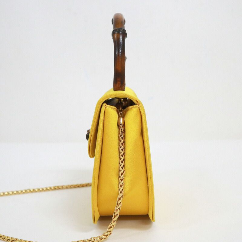 Gucci Bamboo Satin Shoulder Bag Gold