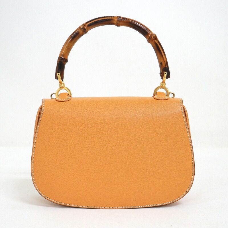 Gucci Bamboo 2-Way Shoulder Bag Leather Brown Gold : Light