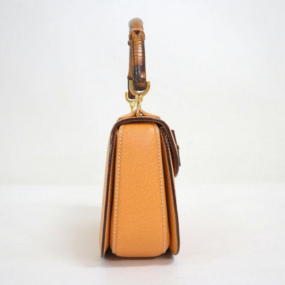 Gucci Bamboo 2-Way Shoulder Bag Leather Brown Gold : Light