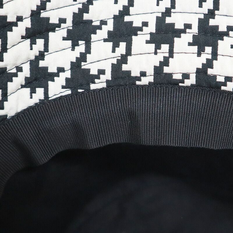 Dior Hat with Lace Decoration Houndstooth Pattern Polyester Black 58