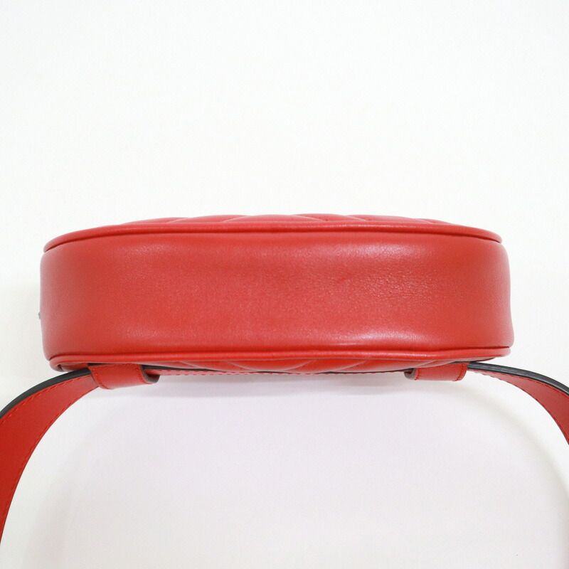 Gucci Waist Bag GG Marmont Red Vinte Gigold Leather :red