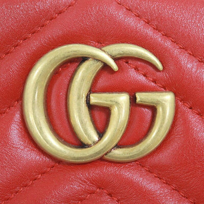 Gucci Waist Bag GG Marmont Red Vinte Gigold Leather :red