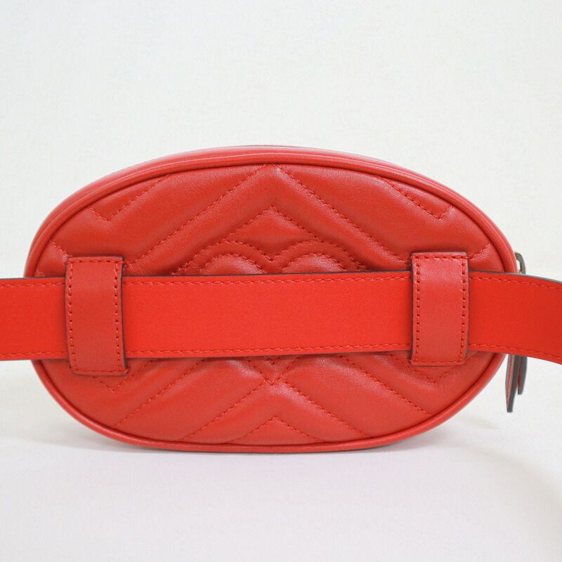 Gucci Waist Bag GG Marmont Red Vinte Gigold Leather :red