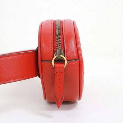 Gucci Waist Bag GG Marmont Red Vinte Gigold Leather :red