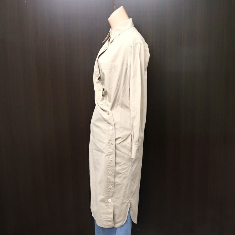 Hermes Long Coat Beige with Solder Mark Sta 38