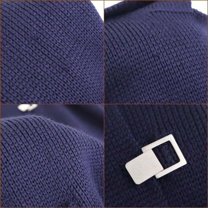 Hermes Knit Jacket Silk Nylon Navy Silver SM