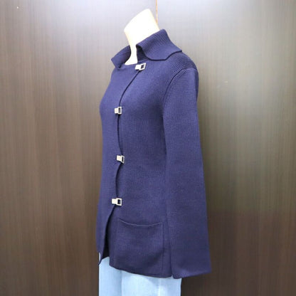 Hermes Knit Jacket Silk Nylon Navy Silver SM