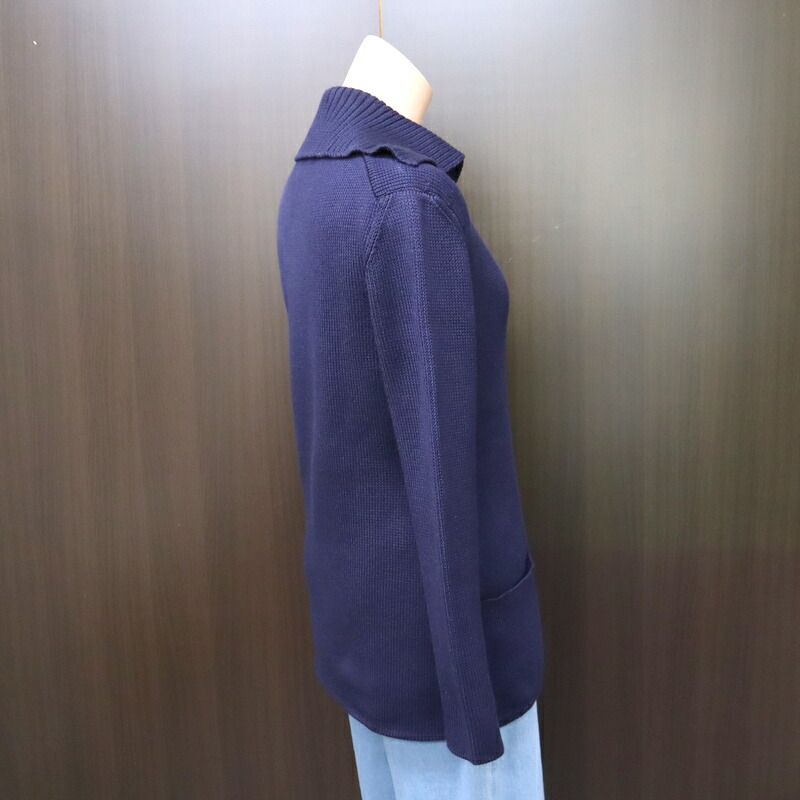 Hermes Knit Jacket Silk Nylon Navy Silver SM