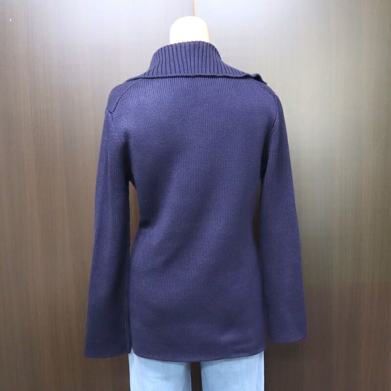 Hermes Knit Jacket Silk Nylon Navy Silver SM