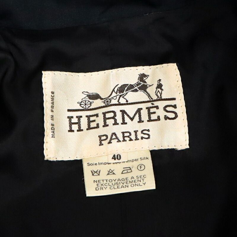Hermes Coat Silk Acetate Black 40