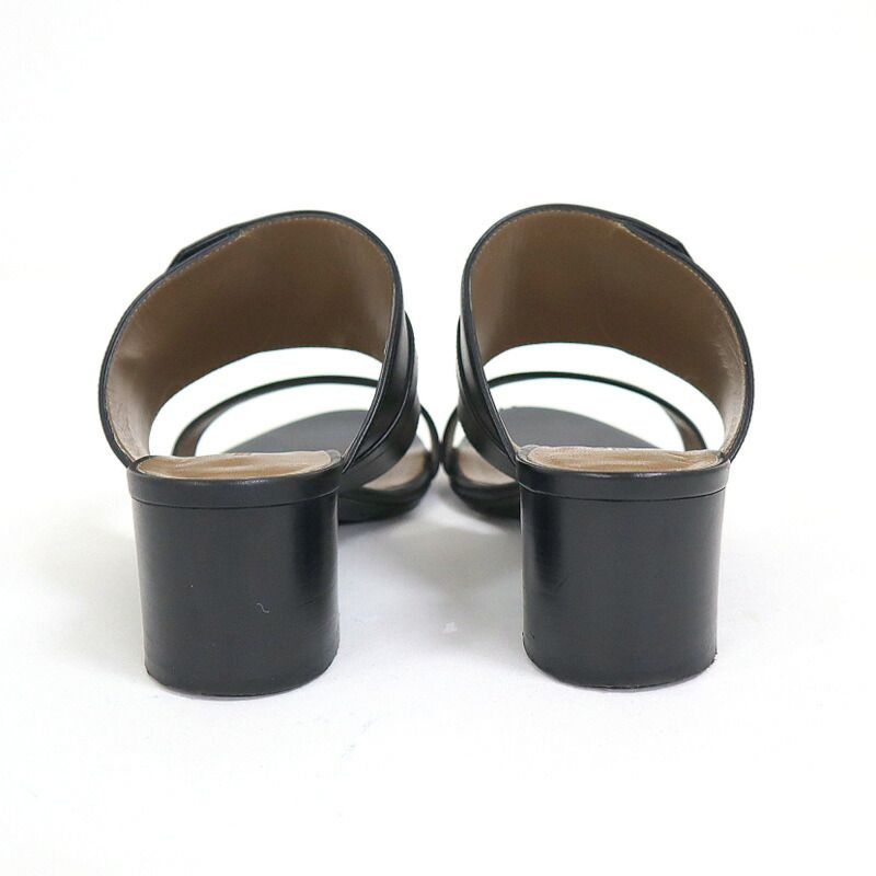 Hermes Ovacion Sandals Leather Black Silver 35