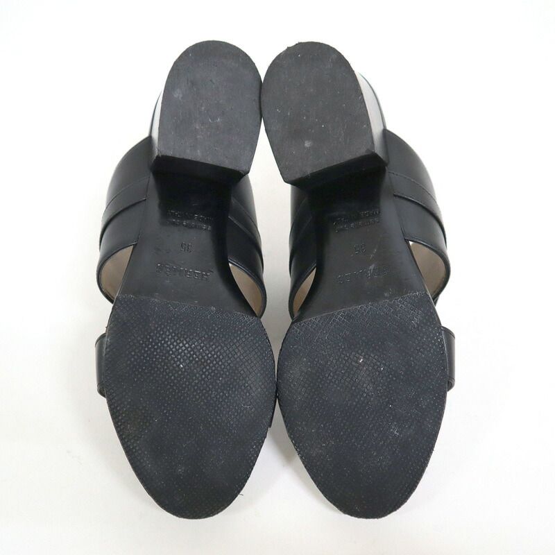 Hermes Ovacion Sandals Leather Black Silver 35