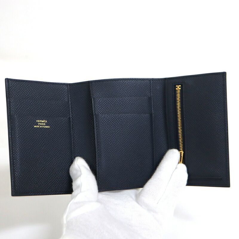 Hermes Bearn Combination Blue Navy Gold Epsom