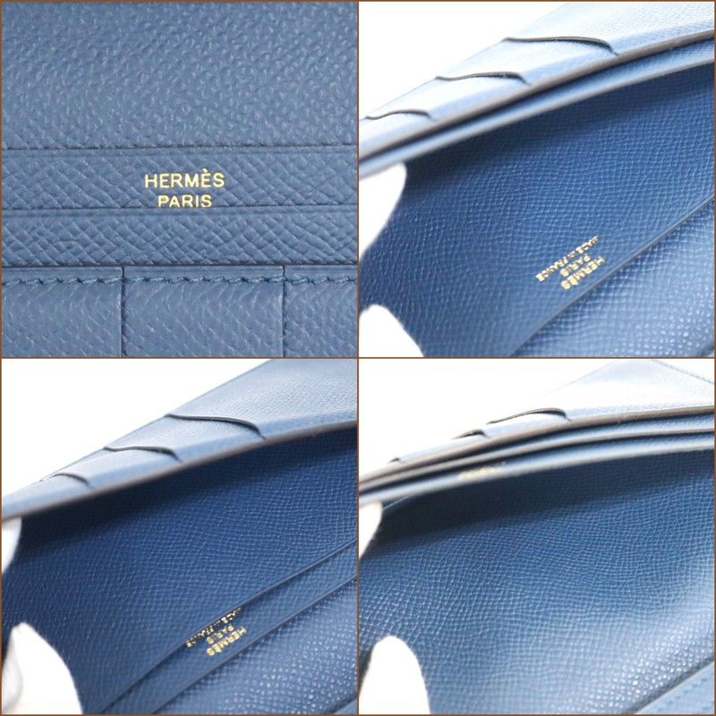 Hermes Bearn Souffle Verso Wallet Bicolor Veil Boss Folle Deep Blue Vale Bosphor