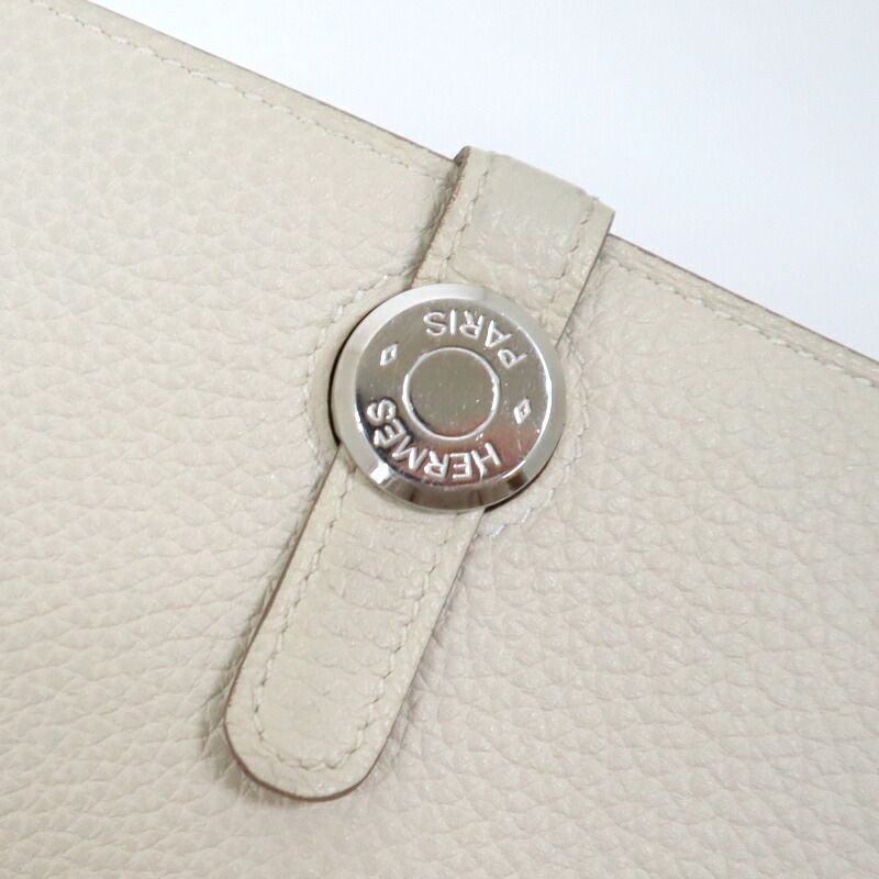 Hermes Dogon Duo GM Bifold Wallet Togo Cles Silver