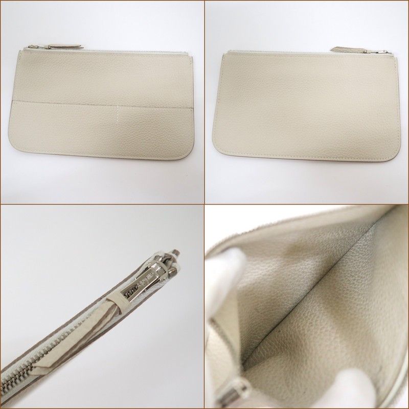 Hermes Dogon Duo GM Bifold Wallet Togo Cles Silver