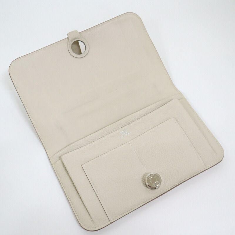Hermes Dogon Duo GM Bifold Wallet Togo Cles Silver