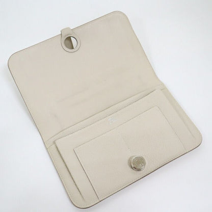 Hermes Dogon Duo GM Bifold Wallet Togo Cles Silver