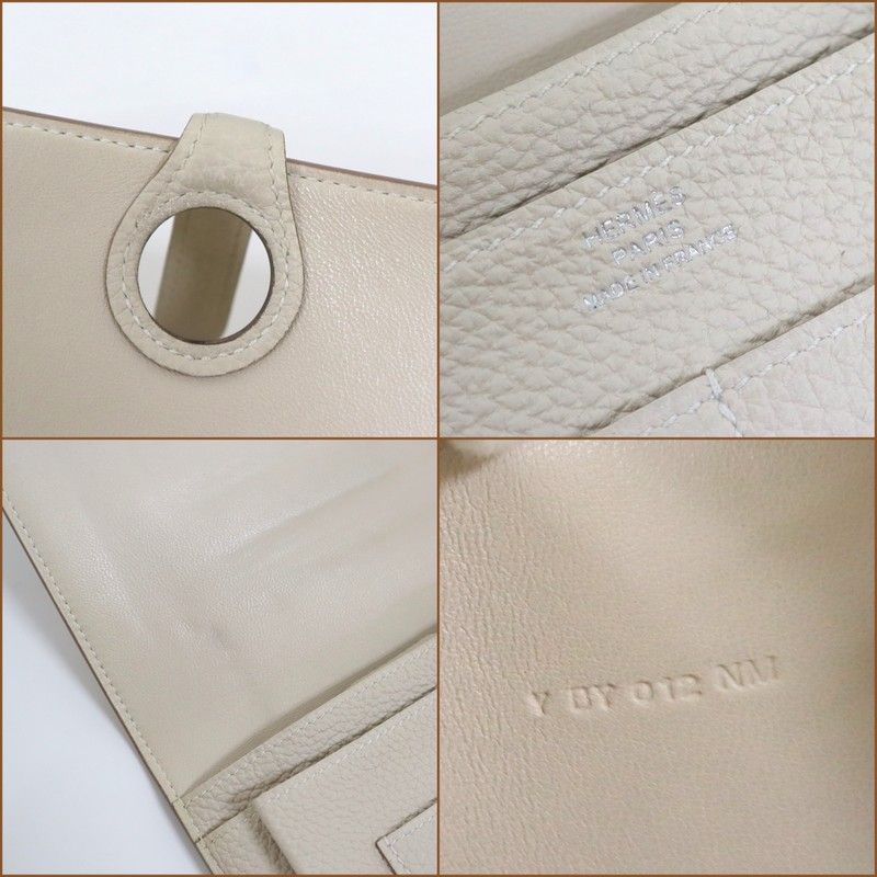 Hermes Dogon Duo GM Bifold Wallet Togo Cles Silver