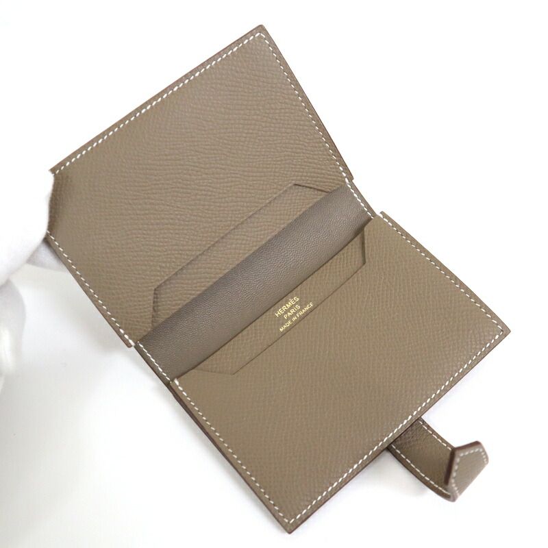 Hermes Base Anchor Dokes Etoupe Gold Epsom B Wallet :etoupe