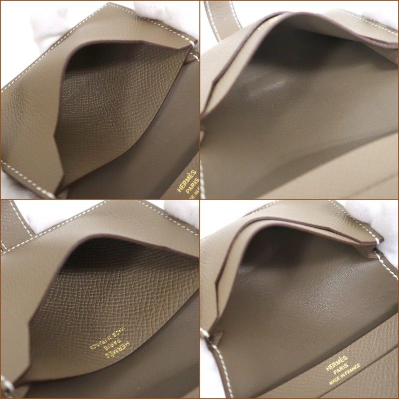Hermes Base Anchor Dokes Etoupe Gold Epsom B Wallet :etoupe