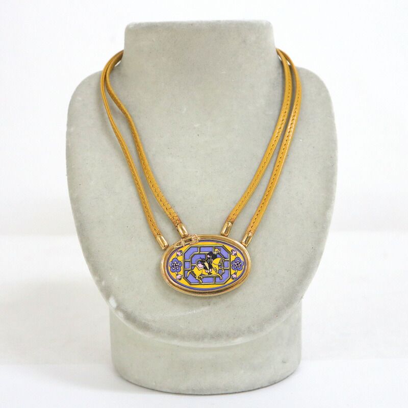 Hermes Enamel Leather Cord Choker Cavalry Yellow