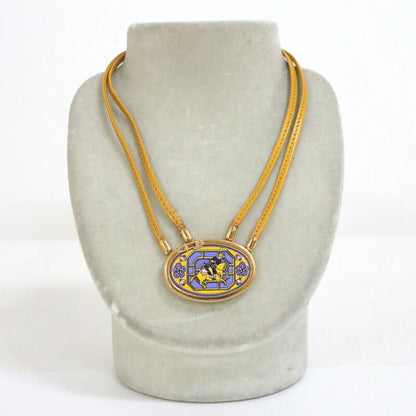 Hermes Enamel Leather Cord Choker Cavalry Yellow
