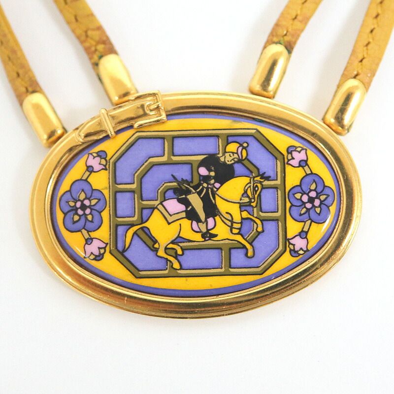 Hermes Enamel Leather Cord Choker Cavalry Yellow