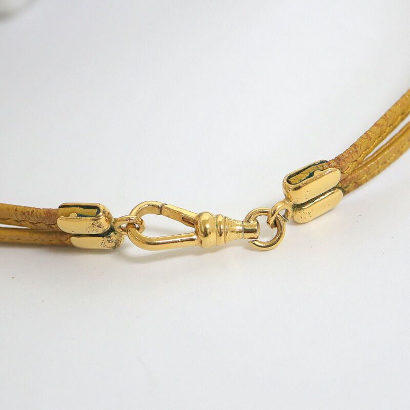 Hermes Enamel Leather Cord Choker Cavalry Yellow