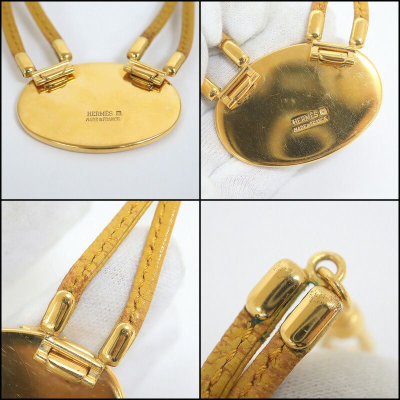 Hermes Enamel Leather Cord Choker Cavalry Yellow