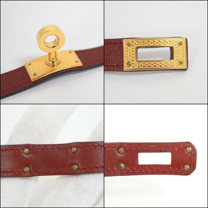 Hermes Kelly Double Tour Bracelet Leather Rouge Ash Gold : Rouge Ash