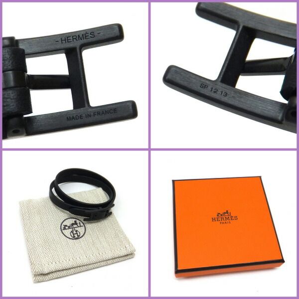 Hermes Behapi Double Tour Bracelet So Black Epsom