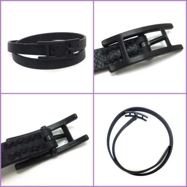 Hermes Behapi Double Tour Bracelet So Black Epsom