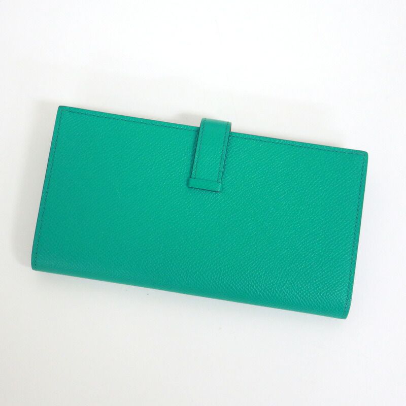Hermes Bearn Souffle Bifold Wallet Epsom Vert Jade Silver