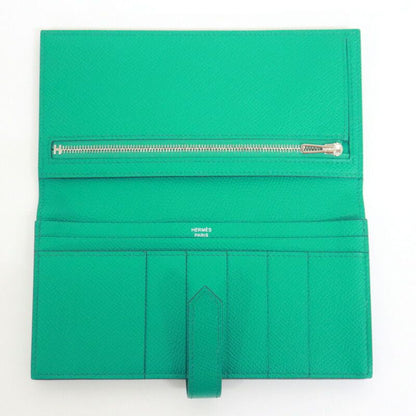 Hermes Bearn Souffle Bifold Wallet Epsom Vert Jade Silver