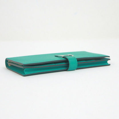 Hermes Bearn Souffle Bifold Wallet Epsom Vert Jade Silver