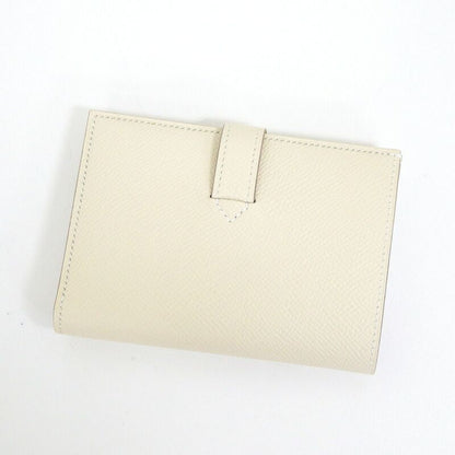 Hermes New-h Passant Compact Fold Wallet Cles Silver Epsom
