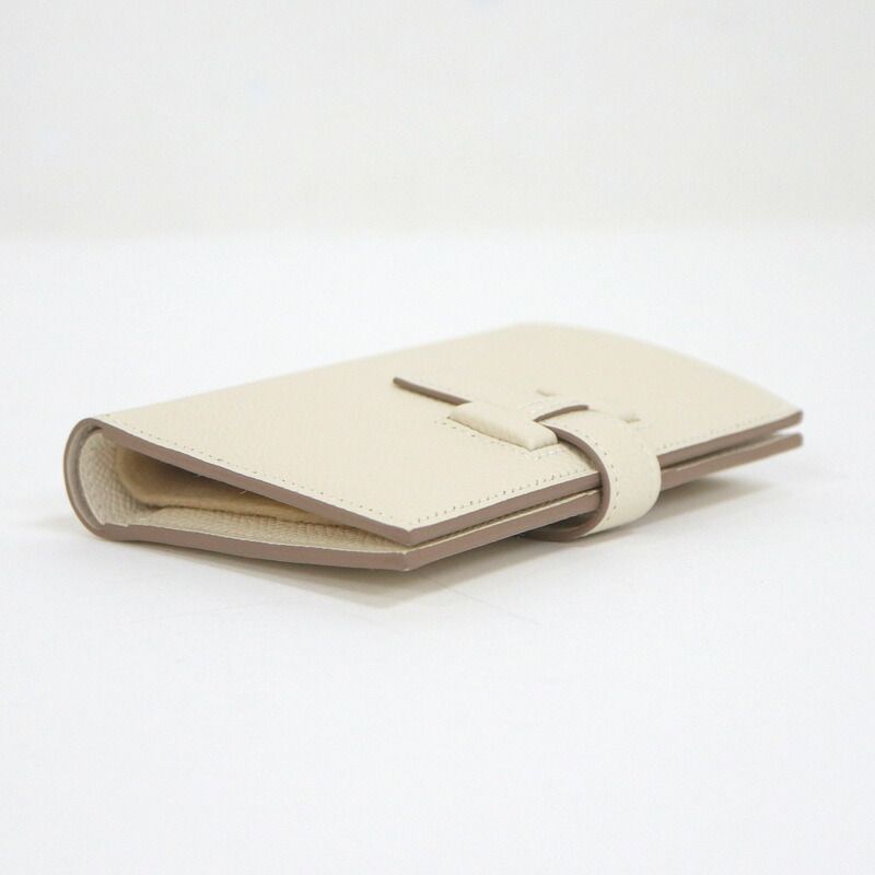Hermes New-h Passant Compact Fold Wallet Cles Silver Epsom