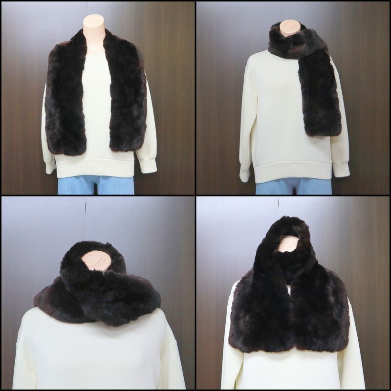Chanel Lapinfa Scarf Brown Rabbitfa Silk