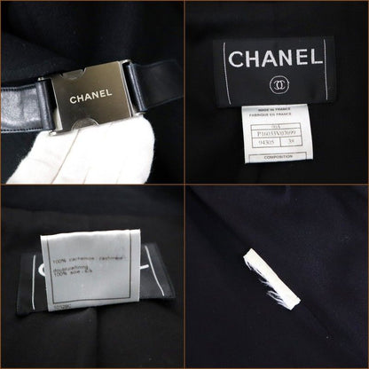 Chanel Che Star Long Coat Cashmere Silk Black 38