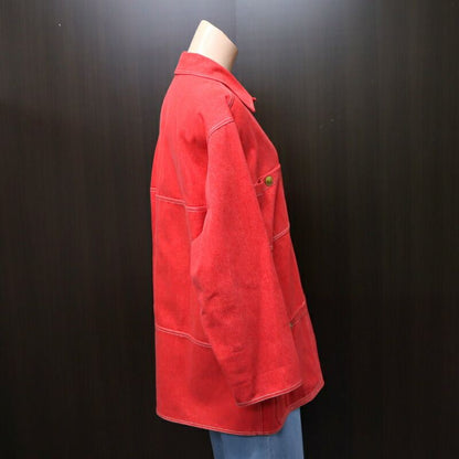 Chanel Denim Jacket Vintage Cotton Red Gold 38 :red