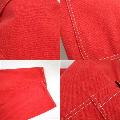 Chanel Denim Jacket Vintage Cotton Red Gold 38 :red