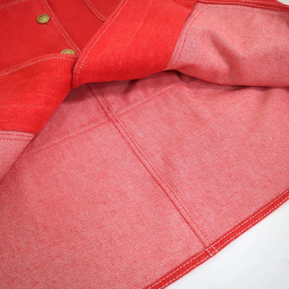 Chanel Denim Jacket Vintage Cotton Red Gold 38 :red