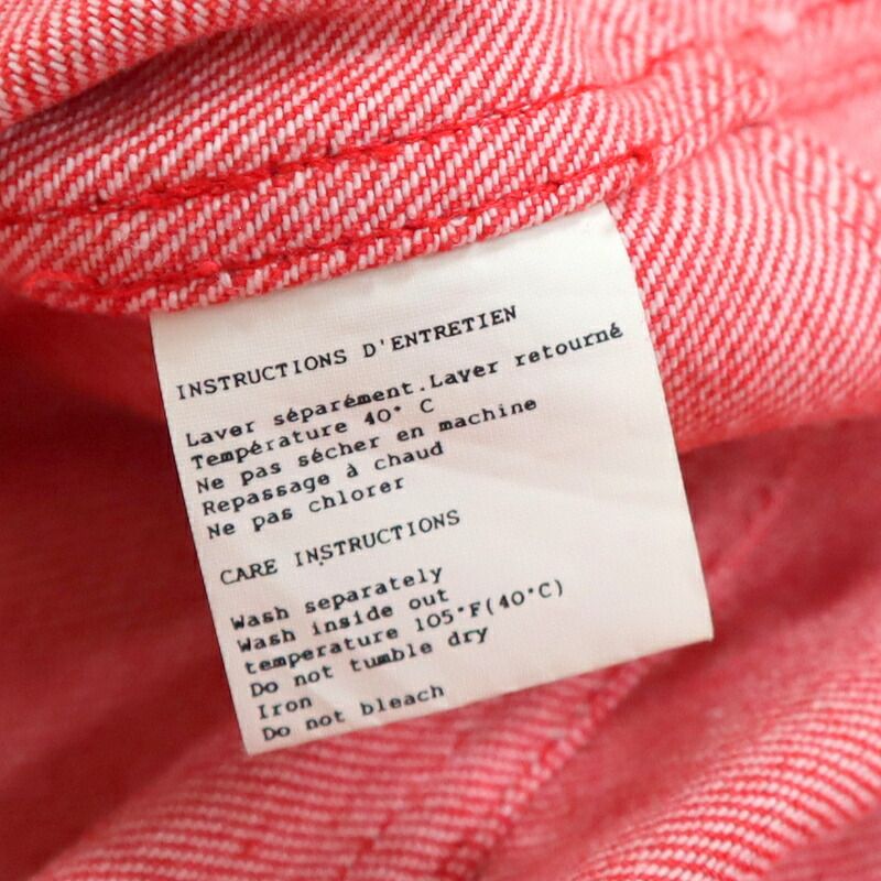 Chanel Denim Jacket Vintage Cotton Red Gold 38 :red