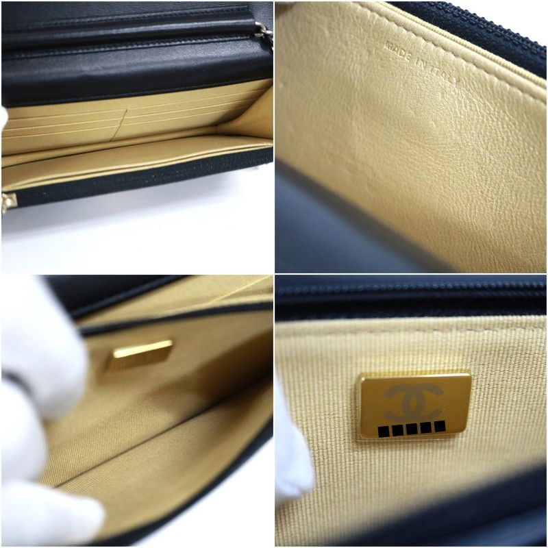 Chanel Quilted Chain Wallet 19 Lambskin Black Gold Silver