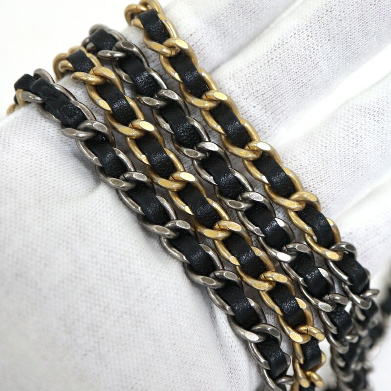 Chanel Quilted Chain Wallet 19 Lambskin Black Gold Silver
