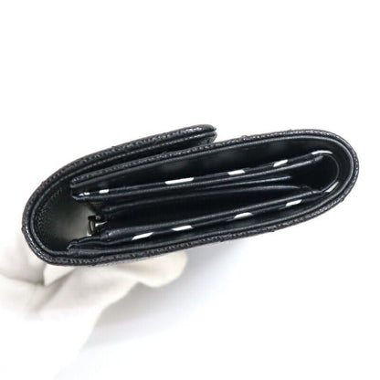 Chanel Trifold Wallet Quilted Black Silver Caviar Leather